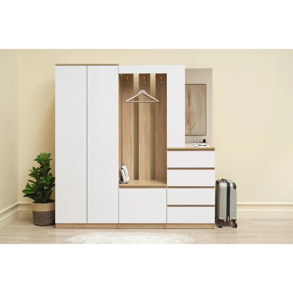 Прихожая Челси, Белый глянец холодный, Дуб сонома Прихожая Челси, Белый глянец холодный, Дуб сонома