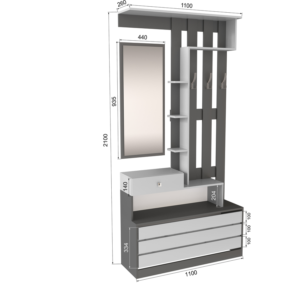 Центральная секция Ямайка ЯПЦС-1, Графит серый, Камень серый Центральная секция Ямайка ЯПЦС-1, Графит серый, Камень серый
