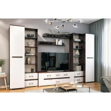 Гостиная Ким Вариант №2, Белый глянец холодный, Венге