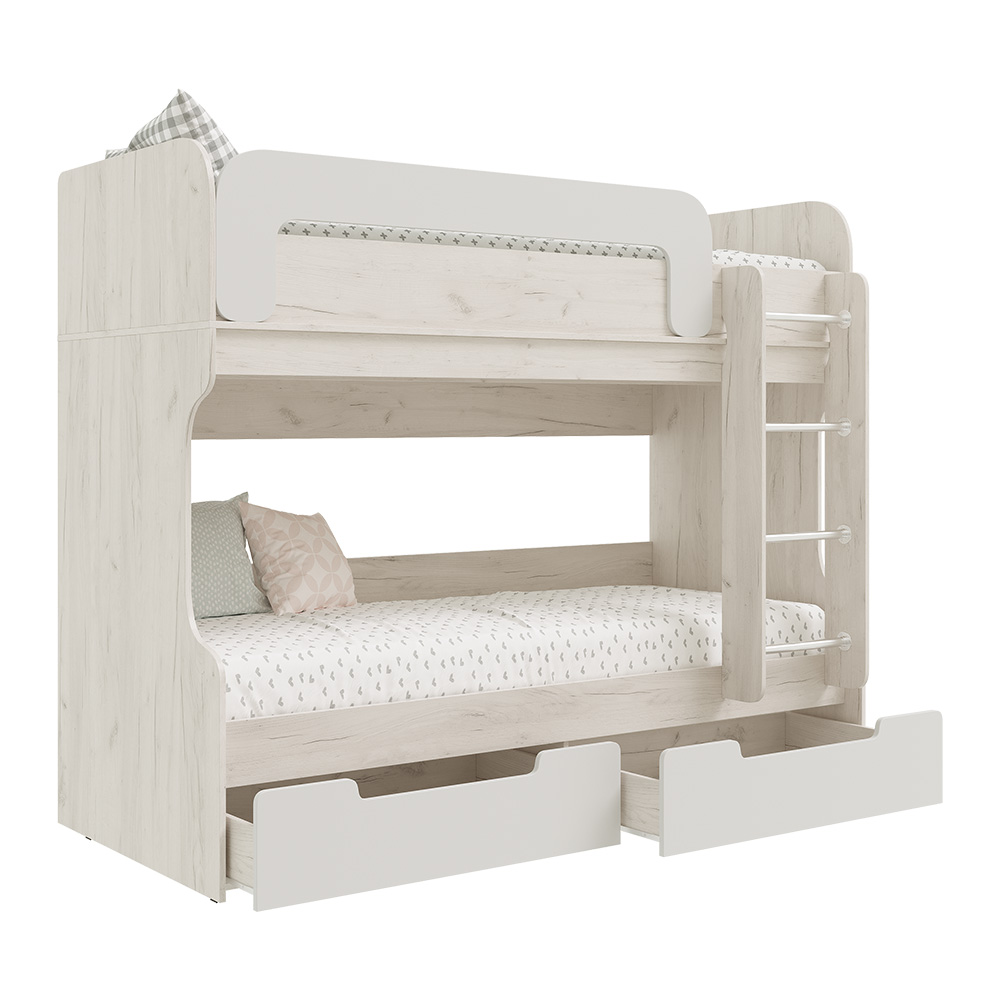 Кровать двухъярусная Юниор-4, Шарли Белый, Дуб Крафт Белый Кровать двухъярусная Юниор-4, Шарли Белый, Дуб Крафт Белый