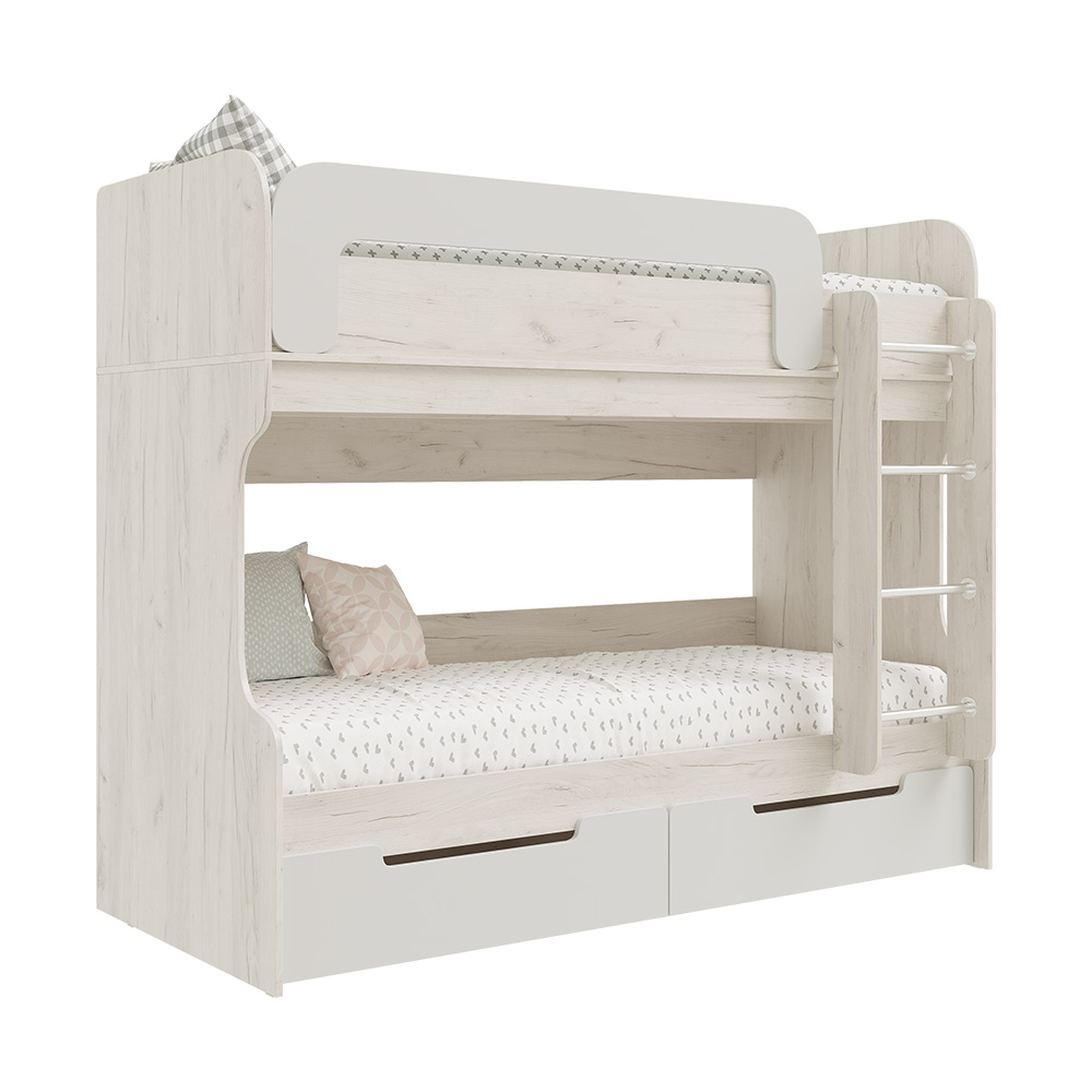 Кровать двухъярусная Юниор-4, Шарли Белый, Дуб Крафт Белый Кровать двухъярусная Юниор-4, Шарли Белый, Дуб Крафт Белый