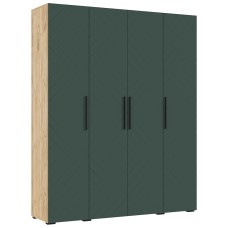 Шкаф четырехстворчатый Флэш (1800), Браш Мени Грин, Дуб крафт