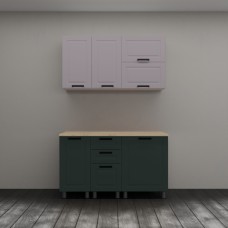 МК Аленушка 1,4м с ящ. Астра Кашемир/Изумруд,скоба черный,сонома