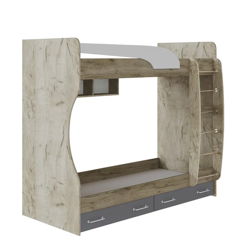 Кровать двойная Колибри Лофт дуб крафт серый/графит серый+камень серый