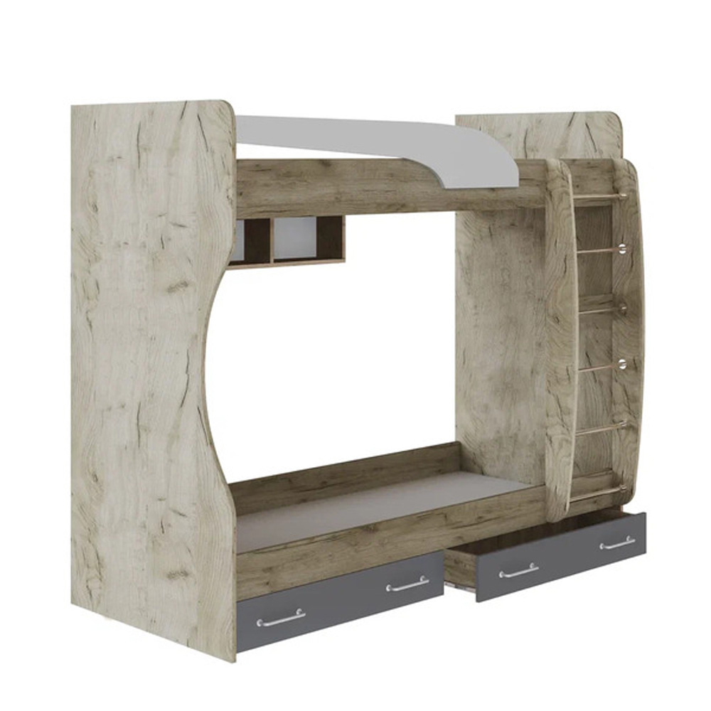 Кровать двойная Колибри Лофт дуб крафт серый/графит серый+камень серый