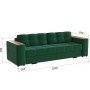Диван раскладной Виконт, изумруд/мдф дуб канадский