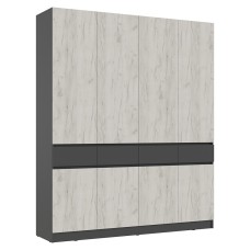 Шкаф четырехстворчатый Роджинамиф, Графит, Дуб крафт белый