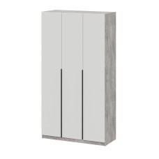 Шкаф распашной ШК 5 (1200), Цемент светлый, Белый шагрень