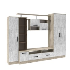Стенка в гостиную Оскар-5, Дуб крафт серый, Цемент Стенка в гостиную Оскар-5, Дуб крафт серый, Цемент