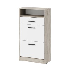 Тумба для обуви Вега ОБ-3, Дуб крафт серый, Белый