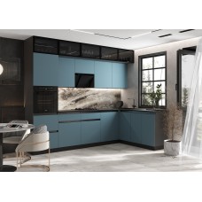 Кухня Техно-6 3,0х1,8м (Браш Блю/Браш Вайт, Графит) Кухня Техно-6 3,0х1,8м (Браш Блю/Браш Вайт, Графит)