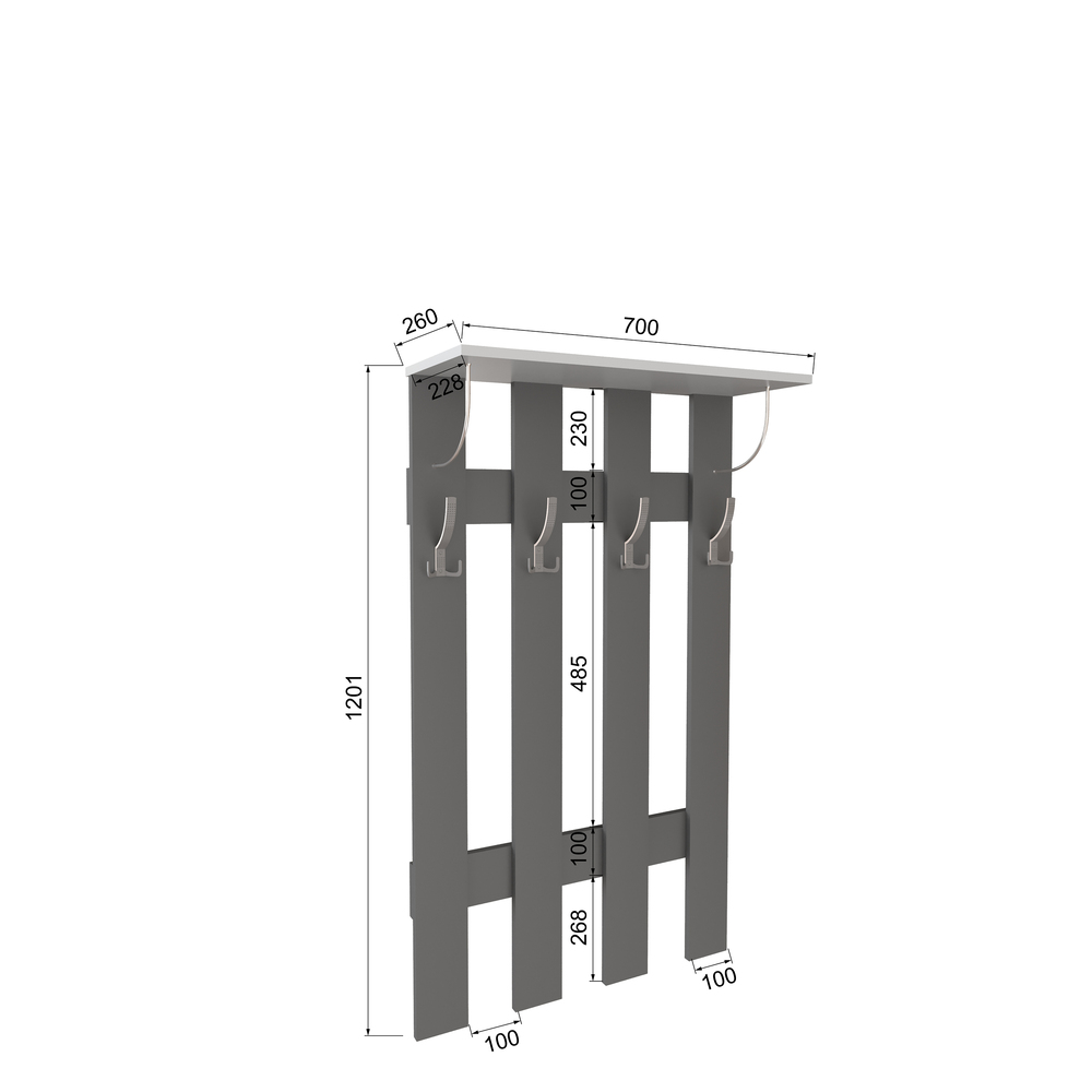 Вешалка Ямайка ЯПВ-1, Графит серый, Камень серый Вешалка Ямайка ЯПВ-1, Графит серый, Камень серый