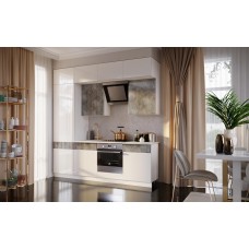 Кухня Оливия NEW 2,4м, Белый глянец холодный / Мрамор глянец