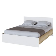 Кровать 160x200 с настилом из ДСП Плейона, Дуб Делано, Белый