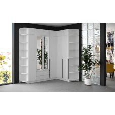 Мадрид Гардеробная система угловая 145/90/65,Белый;Ателье светлое Мадрид Гардеробная система угловая 145/90/65,Белый;Ателье светлое