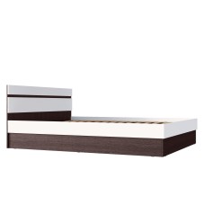 Кровать с основанием Ким 1,4м, Белый глянец холодный, Венге