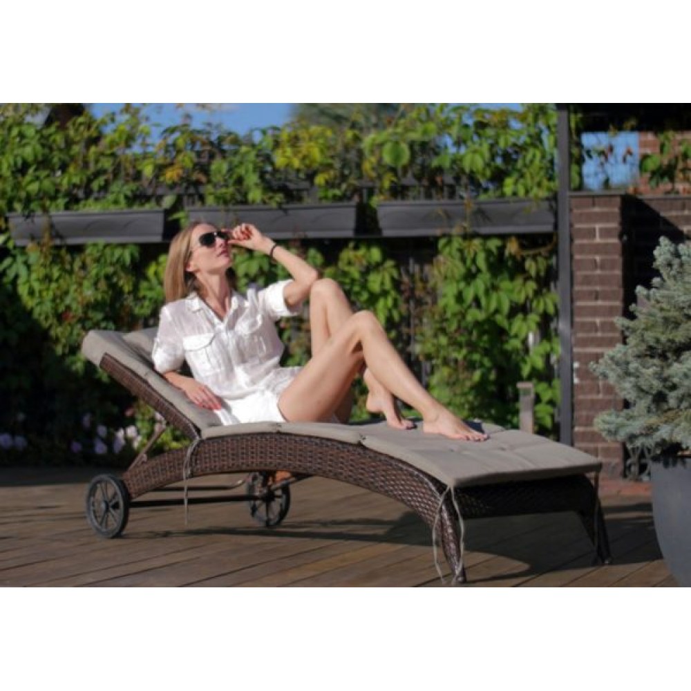 МОНАКО шезлонг лежак из искусственного ротанга (темно-коричневый) МОНАКО шезлонг лежак из искусственного ротанга (темно-коричневый)