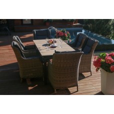 Набор: стол Биарриц + 6 кресел БЕРГАМО (цвет серый/коричневый)