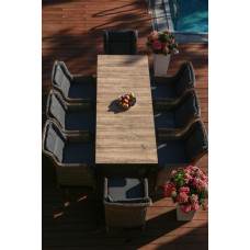 Набор: стол Биарриц + 8 кресел БЕРГАМО (цвет серый/коричневый)