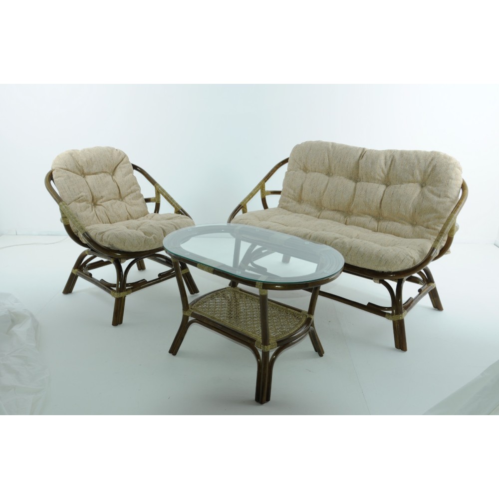 Комплект для отдыха 01-13 (стол, 2 кресла, диван) из натурального ротанга Комплект для отдыха 01-13 (стол, 2 кресла, диван) из натурального ротанга