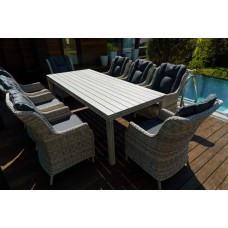 Комплект из искусственного ротанга Венеция 230 обед. стол + 8 кресел Бергамо серый