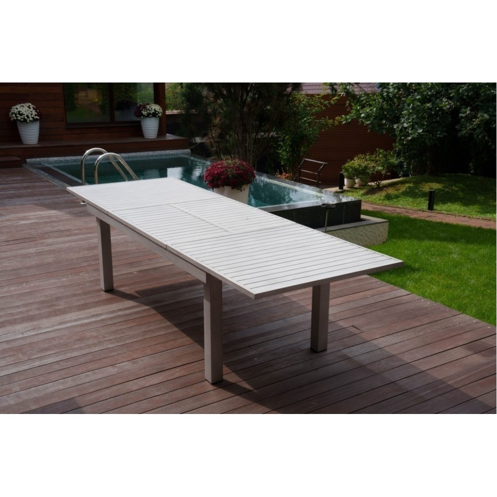 Обеденный стол ГАРДА 200-300x77 цвет серый из алюминия Обеденный стол ГАРДА 200-300x77 цвет серый из алюминия