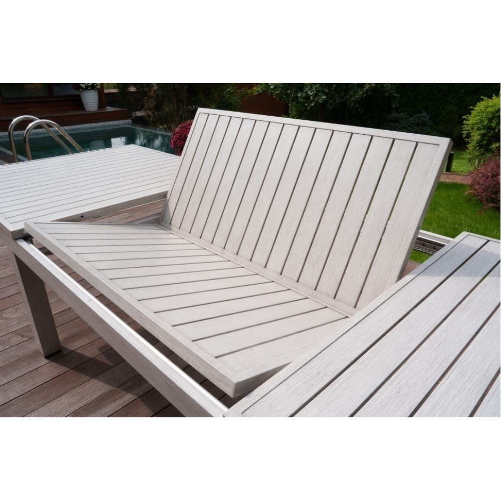 Обеденный стол ГАРДА 200-300x77 цвет серый из алюминия Обеденный стол ГАРДА 200-300x77 цвет серый из алюминия