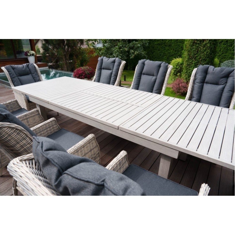 Обеденный стол ГАРДА 200-300x77 цвет серый из алюминия Обеденный стол ГАРДА 200-300x77 цвет серый из алюминия