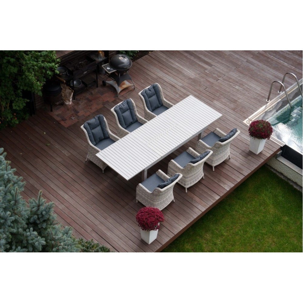 Обеденный стол ГАРДА 200-300x77 цвет серый из алюминия Обеденный стол ГАРДА 200-300x77 цвет серый из алюминия