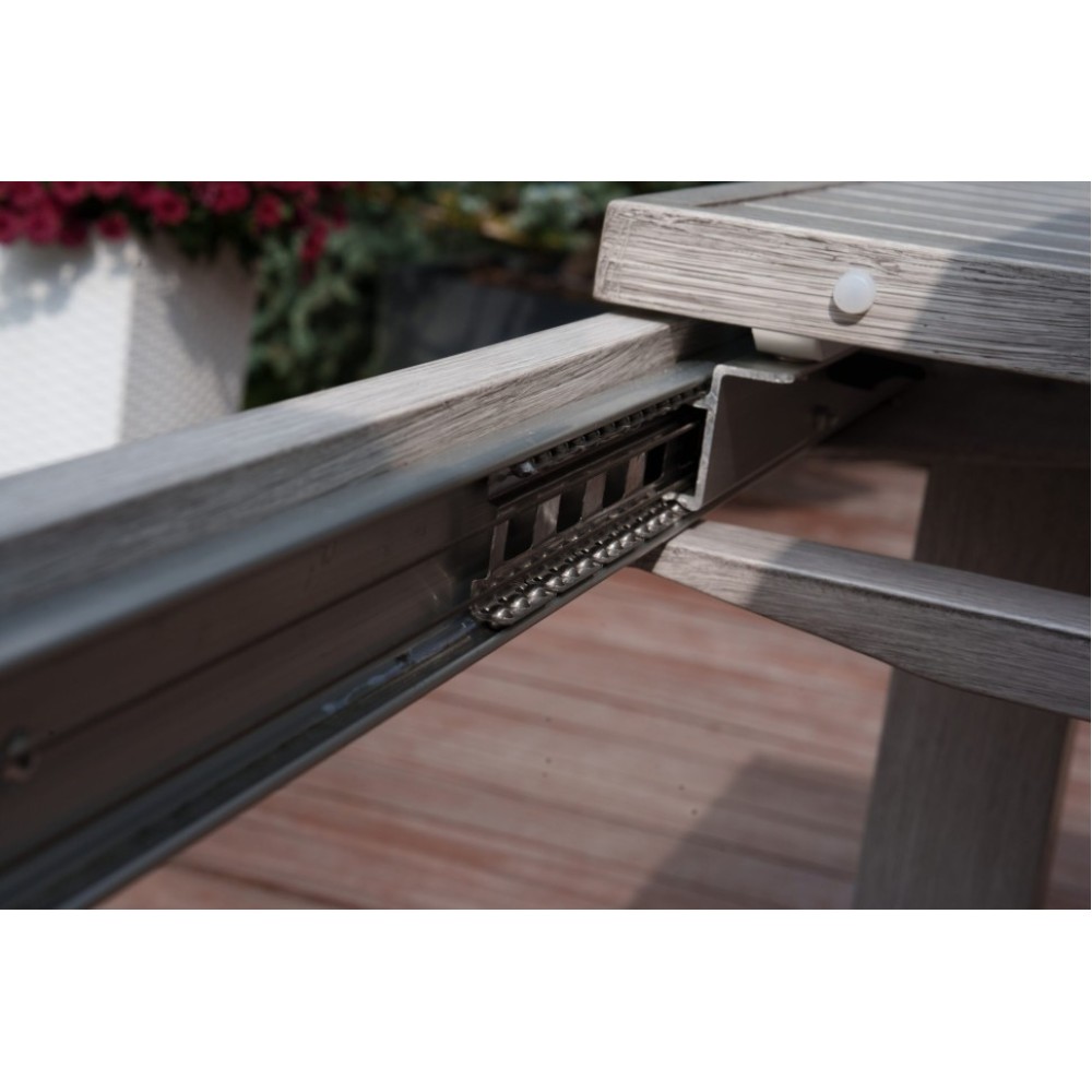 Обеденный стол ГАРДА 200-300x77 цвет серый из алюминия Обеденный стол ГАРДА 200-300x77 цвет серый из алюминия