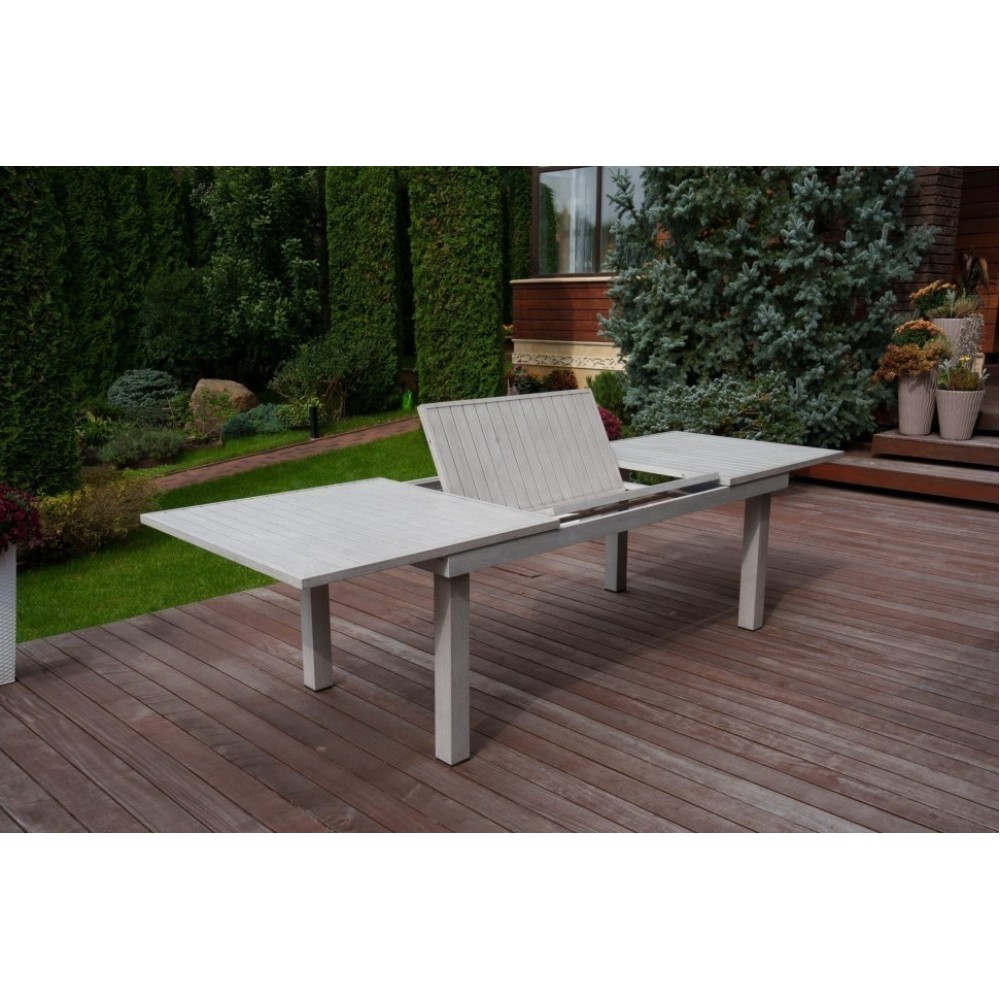 Обеденный стол ГАРДА 200-300x77 цвет серый из алюминия Обеденный стол ГАРДА 200-300x77 цвет серый из алюминия