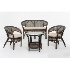 Комплект для террасы 02-15 из натурального ротанга, цвет: темный коньяк Комплект для террасы 02-15 из натурального ротанга, цвет: темный коньяк