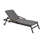 Шезлонг-лежак НИЦЦА: алюминий + текстилен — серый/чёрный