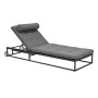 Шезлонг-лежак КИОТО: алюминий + текстилен — серый/чёрный
