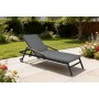 Шезлонг-лежак НИЦЦА: алюминий + текстилен — серый/чёрный
