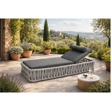БИАРРИЦ шезлонг лежак алюминий роуп серый