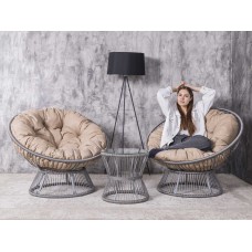 Набор ПАПАСАН ПЛЮС ШНУР 2 кресла + столик Светло-серый