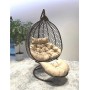 Подвесное двухместное кресло-кокон ФИДЖИ коричневый с подставкой для ног
