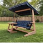 Садовые трехместные деревянные качели МАЛЬТА сосна + столик