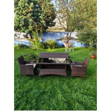 Комплект из искусственного ротанга Анкор с 3х местным диваном и столом Пегас Шоколад