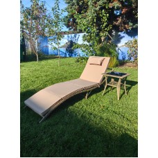 Комплект мебели под искусственный ротанг шезлонг Ливерпуль и столик Мара-2 Greige