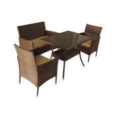 Обеденная группа на 4 персоны стол Монреаль, 2 кресла и диван Анкор Шоколад