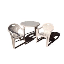 Комплект пластиковой мебели стол круглый Ривьера + 2 кресла Флинт