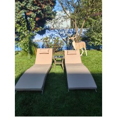 Комплект шезлонгов из искусственного ротанга Ливерпуль и столик Мара-2 Greige