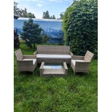 Комплект мебели из искусственного ротанга Анкор с 3х местным диваном и столиком Сантьяго Greige