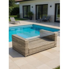 Столик журнальный из искусственного ротанга Сантьяго — Greige