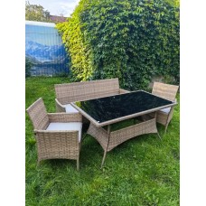 Комплект из искусственного ротанга Анкор с 3х местным диваном и столом Пегас Greige