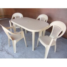 Комплект пластиковой мебели (стол овальный «Новара» + 4 кресла «Элегант»)