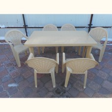 Комплект пластиковой мебели (стол прямоугольный «Нирвана» 1500х900+ 6 кресел «Барселона»)