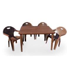 Комплект пластиковой мебели коричневый (стол прямоугольный 1200*850 «Флинт» + 4 кресел «Флинт»)